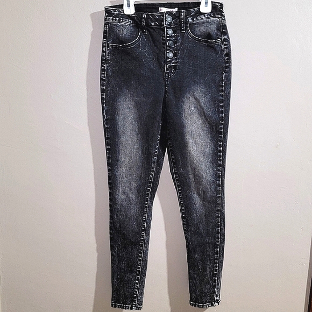 SO EUC Black Acid Wash Super High Rise Stretch Skinny Jean Jeggings - SIZE 4